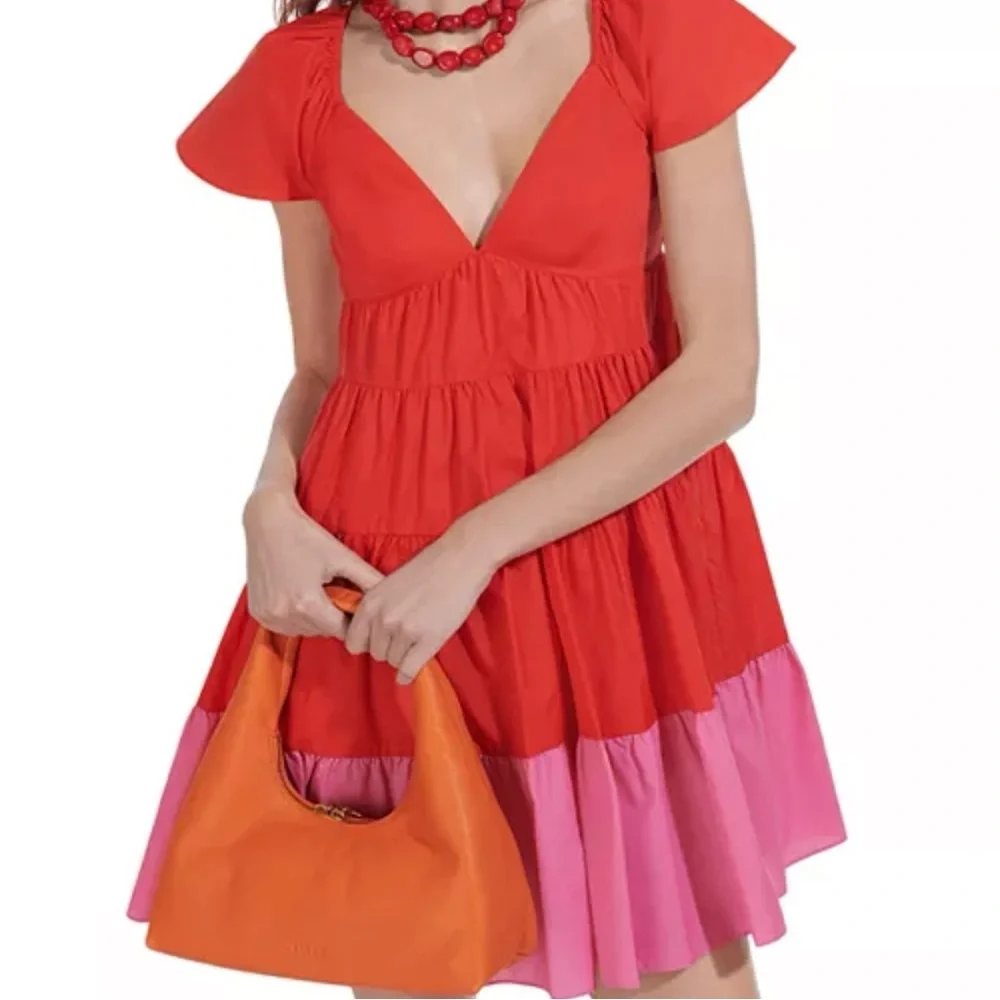 STAUD "Corsica" Sundress 🌈BNWOT🌈 "Wild Orchid and Tomato" - Picture 5 of 12